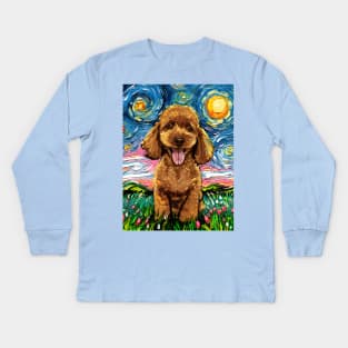 Apricot Poodle Night Kids Long Sleeve T-Shirt